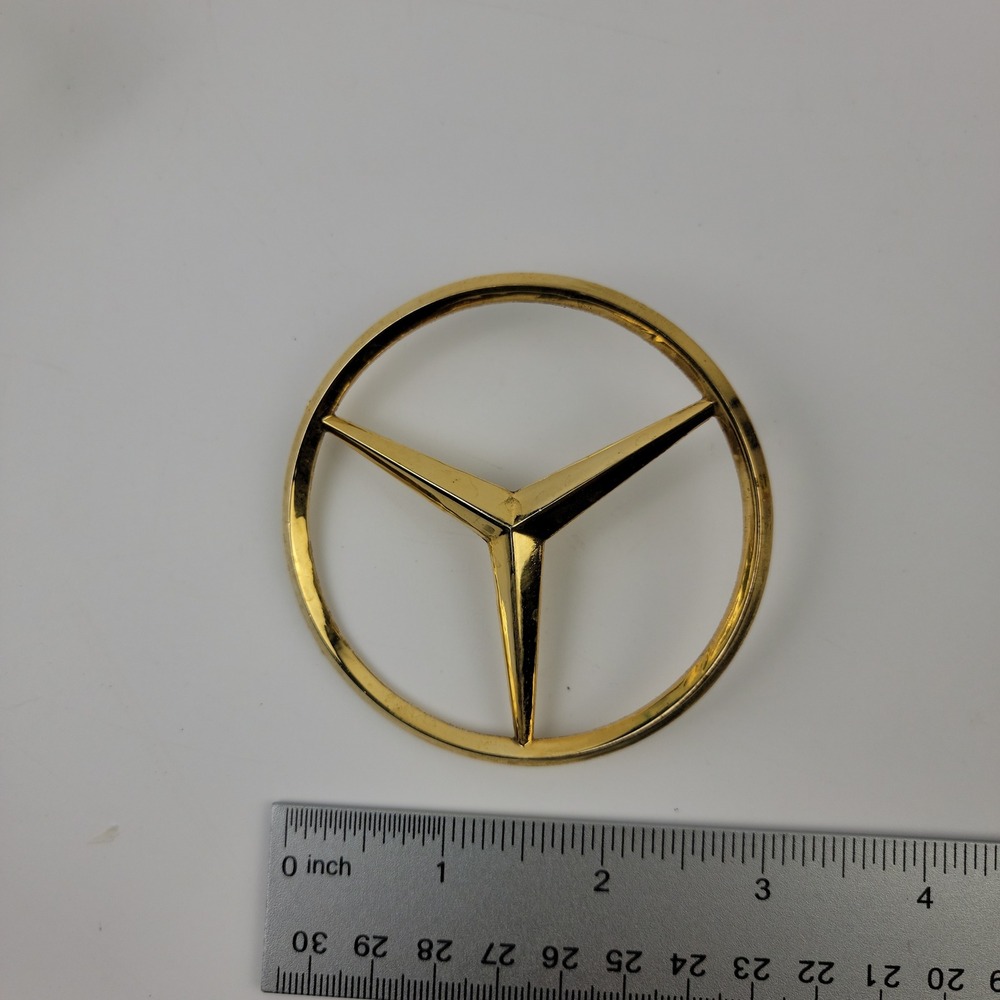 Mercedes Benz Gold Three Pointed Star Emblem Logo Car Badge 3 Inch